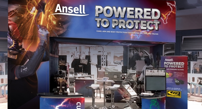 Ansell SEMA show Trade Show booth backside display